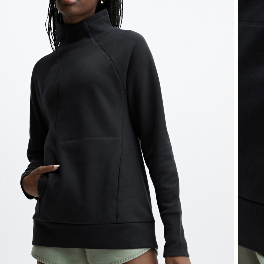 Fabletics Zaylee Funnel Neck Tunic Sweatshirt Medium Thumbholes Black Athleisure